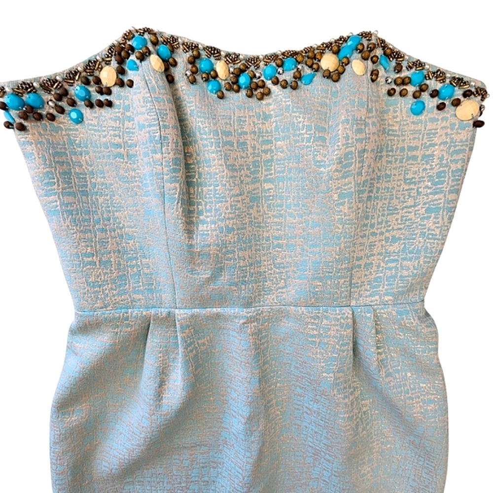 Lilly Pulitzer Raya Blue Icing Strapless Mint Aqua Beaded Sweetheart Dress - Picture 6 of 17